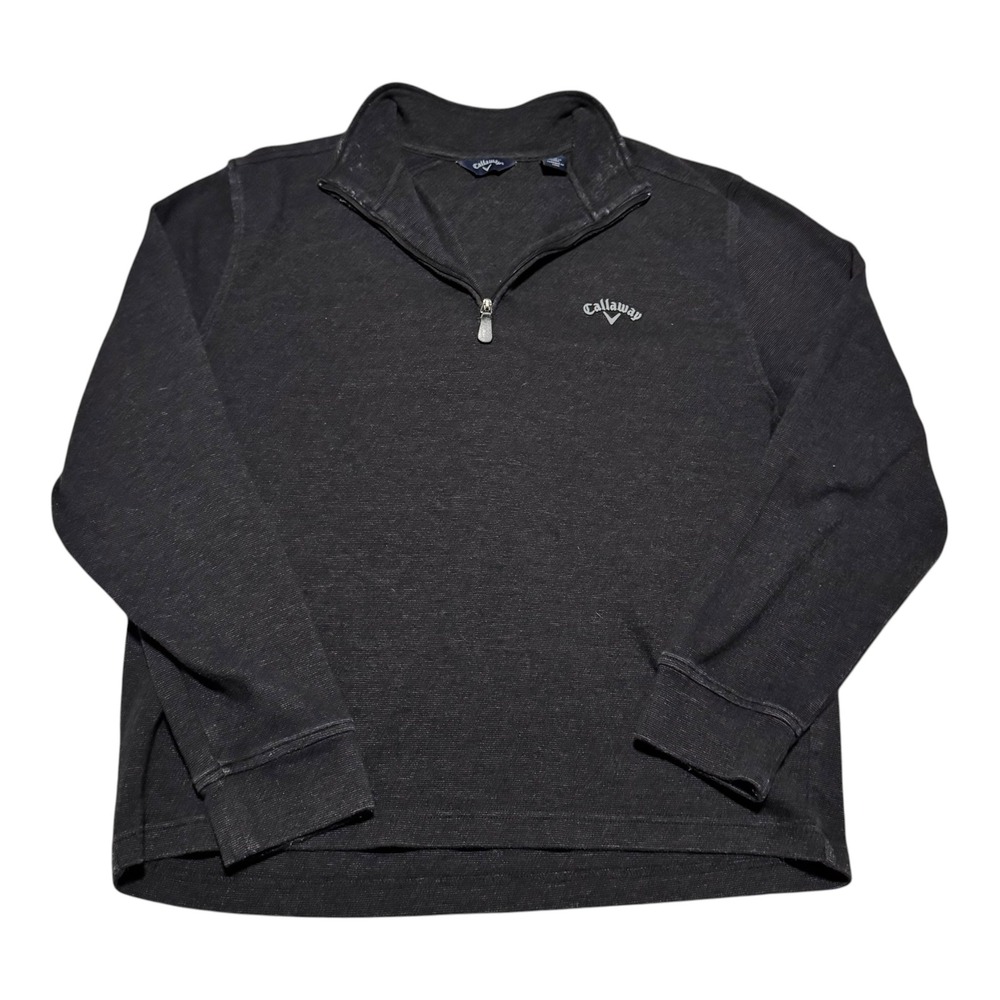 Callaway Charcoal Gray Spell Out‎ Logo 1/4 Zip Sweater Men's Medium